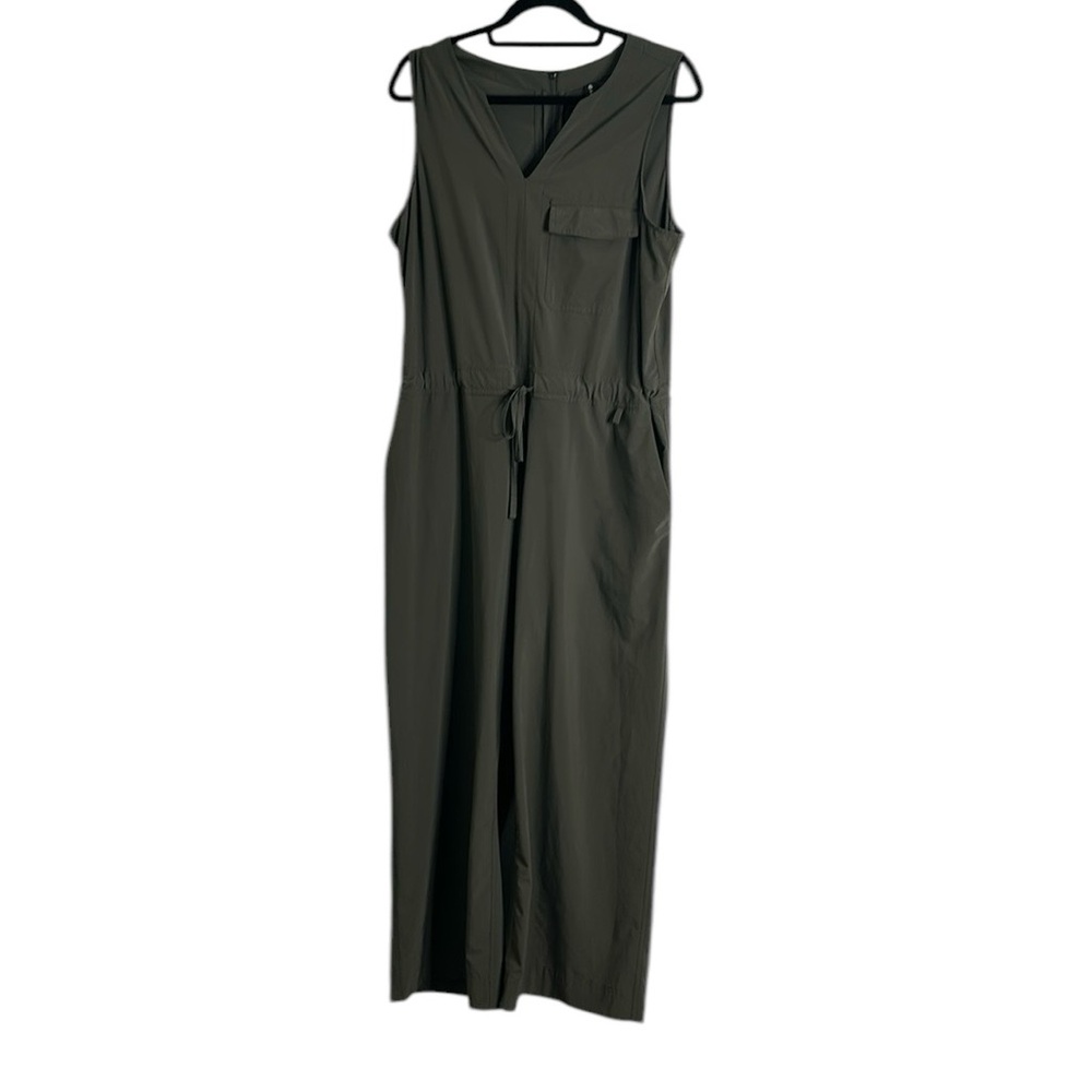 Athleta Topanga wide leg jumpsuit olive green size L Y neck - Picture 6 of 14